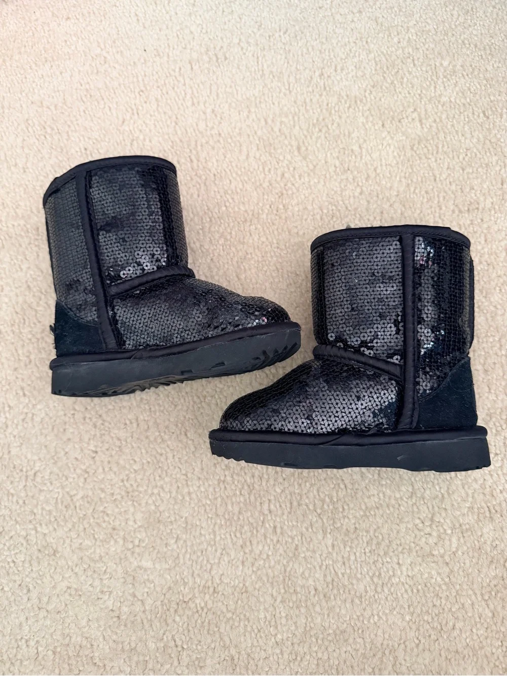 UGG Kids Black Sequin Classic Short Boots